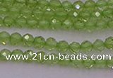 CTG500 15.5 inches 2mm faceted round tiny peridot gemstone beads