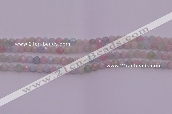 CTG505 15.5 inches 4mm faceted round tiny morganite beads