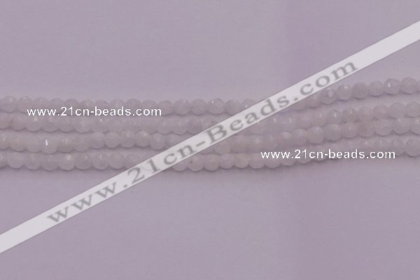 CTG506 15.5 inches 4mm faceted round tiny white moonstone beads