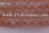 CTG507 15.5 inches 4mm faceted round tiny peach moonstone beads