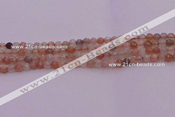 CTG508 15.5 inches 4mm faceted round tiny rainbow moonstone beads