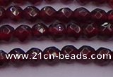 CTG510 15.5 inches 4mm faceted round tiny red garnet beads