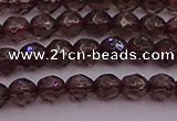 CTG511 15.5 inches 4mm faceted round tiny smoky quartz beads