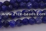 CTG513 15.5 inches 4mm faceted round tiny sodalite beads