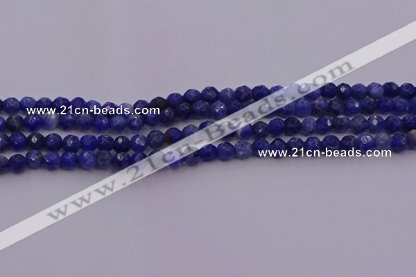 CTG513 15.5 inches 4mm faceted round tiny sodalite beads