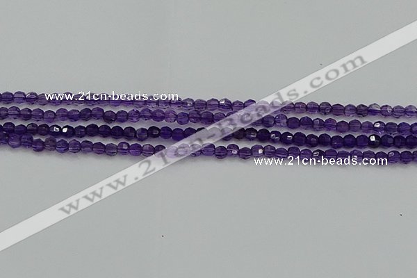 CTG553 15.5 inches 4mm faceted round tiny amethyst beads