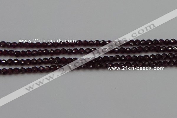 CTG555 15.5 inches 4mm faceted round tiny purple garnet beads