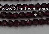 CTG556 15.5 inches 4mm faceted round tiny red garnet beads