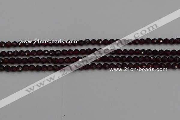 CTG556 15.5 inches 4mm faceted round tiny red garnet beads