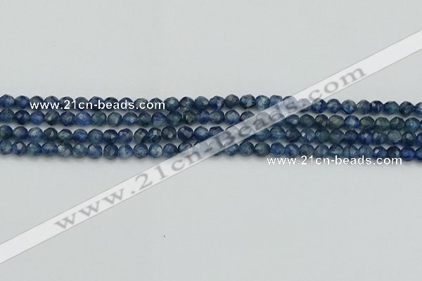 CTG557 15.5 inches 4mm faceted round tiny blue kyanite beads