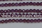 CTG620 15.5 inches 3mm faceted round Indian purple garnet beads