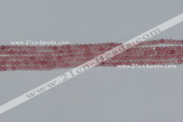 CTG625 15.5 inches 2mm faceted round strawberry quartz beads
