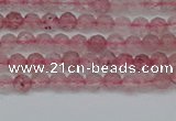 CTG626 15.5 inches 3mm faceted round strawberry quartz beads