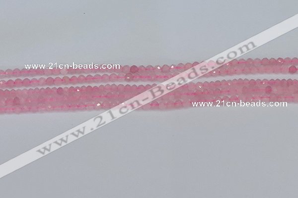 CTG636 15.5 inches 3mm faceted round Madagascar rose quartz beads