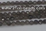 CTG639 15.5 inches 2mm faceted round smoky black obsidian beads