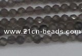 CTG640 15.5 inches 3mm faceted round smoky black obsidian beads