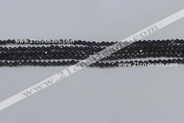 CTG642 15.5 inches 3mm faceted round golden black obsidian beads