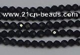 CTG643 15.5 inches 2mm faceted round black tourmaline beads