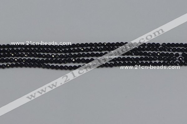 CTG643 15.5 inches 2mm faceted round black tourmaline beads