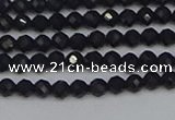 CTG644 15.5 inches 3mm faceted round black tourmaline beads