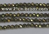 CTG645 15.5 inches 2mm faceted round golden pyrite beads