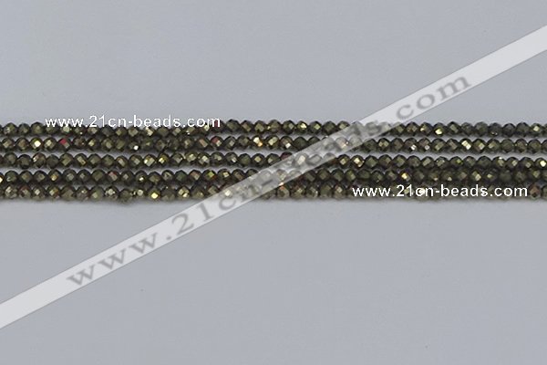 CTG646 15.5 inches 3mm faceted round golden pyrite beads