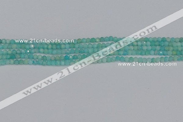 CTG648 15.5 inches 3mm faceted round Peru amazonite beads