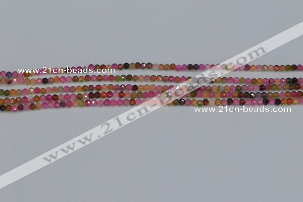 CTG651 15.5 inches 2mm faceted round tourmaline gemstone beads