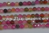 CTG652 15.5 inches 3mm faceted round tourmaline gemstone beads