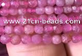 CTG706 15.5 inches 3mm faceted round tiny pink tourmaline beads