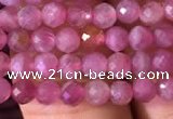 CTG707 15.5 inches 4mm faceted round tiny pink tourmaline beads