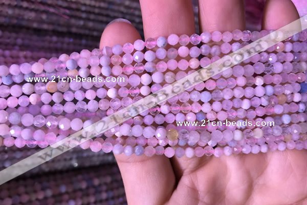 CTG711 15.5 inches 3mm faceted round tiny morganite beads