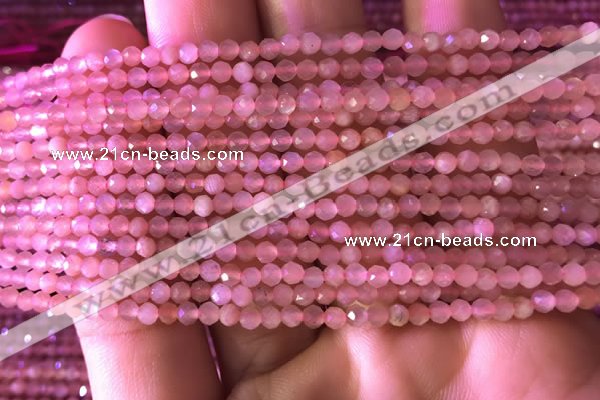 CTG719 15.5 inches 3mm faceted round tiny peach moonstone beads