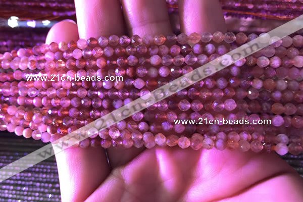 CTG722 15.5 inches 3mm faceted round tiny golden sunstone beads