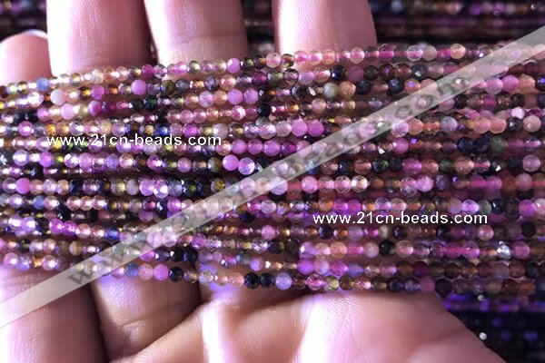 CTG730 15.5 inches 3mm faceted round tiny tourmaline beads