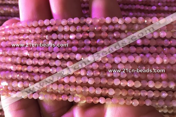 CTG738 15.5 inches 4mm faceted round tiny sunstone beads