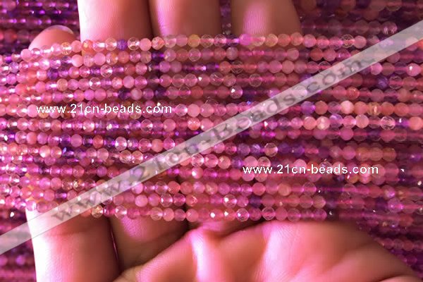 CTG740 15.5 inches 2mm faceted round tiny mixed quartz beads