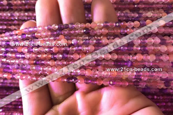 CTG741 15.5 inches 3mm faceted round tiny mixed quartz beads