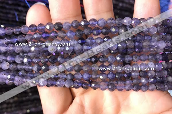 CTG756 15.5 inches 5mm faceted round tiny iolite gemstone beads