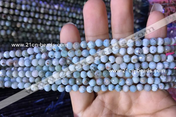 CTG770 15.5 inches 4mm faceted round tiny larimar gemstone beads