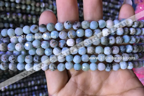 CTG772 15.5 inches 6mm faceted round tiny larimar gemstone beads