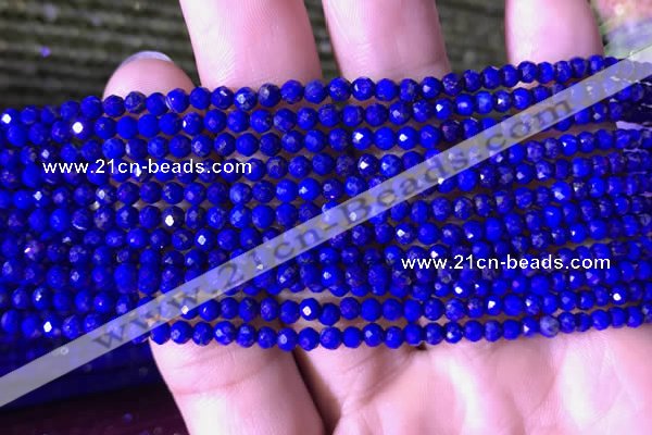 CTG786 15.5 inches 3mm faceted round tiny lapis lazuli gemstone beads