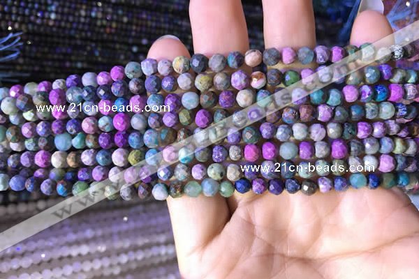 CTG793 15.5 inches 5mm faceted round tiny chrysocolla beads