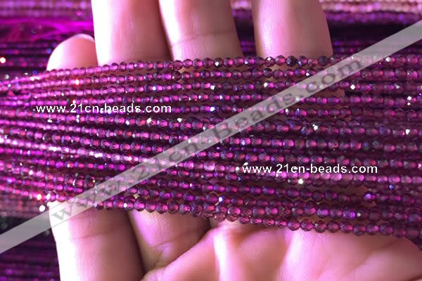 CTG804 15.5 inches 2mm faceted round tiny purple garnet beads