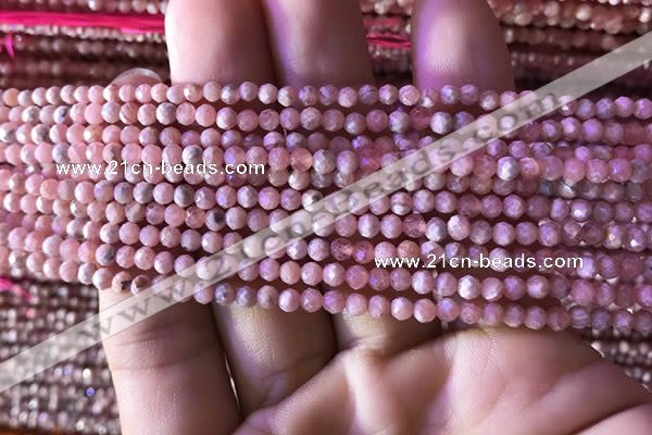 CTG811 15.5 inches 3mm faceted round tiny rhodochrosite beads