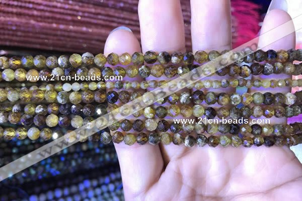 CTG817 15.5 inches 4mm faceted round tiny green garnet beads