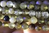 CTG819 15.5 inches 4mm faceted round tiny green garnet beads