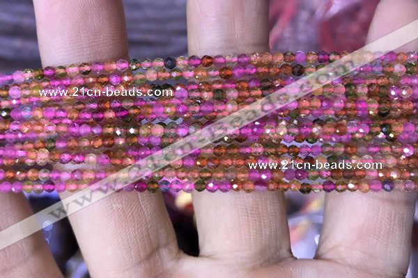 CTG840 15.5 inches 2mm faceted round tourmaline gemstone beads