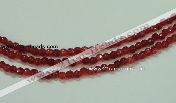 CTG85 15.5 inches 3mm faceted round tiny dyed white jade beads wholesale