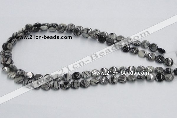 CTJ06 16 inches 10mm flat round black water jasper beads wholesale